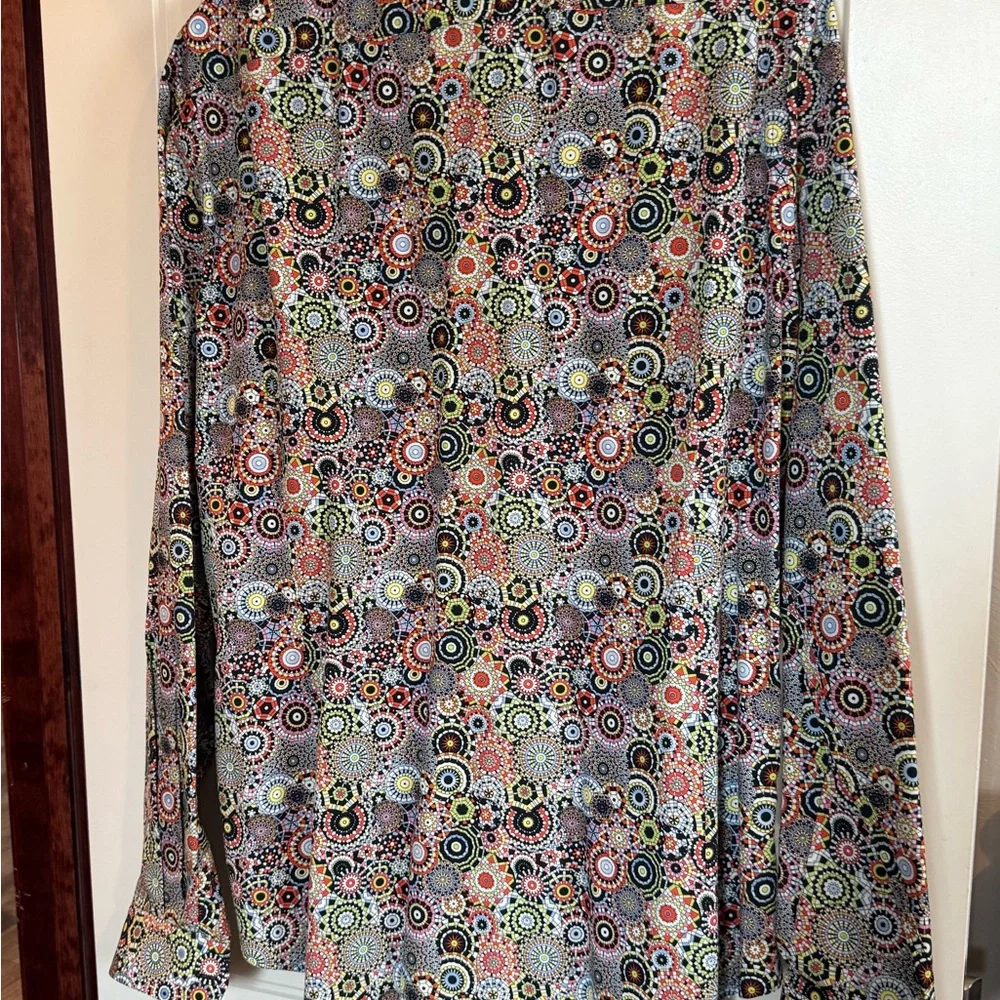 7camice Italian Shirt in Colorful Geometric Button Down Shirt - Picture 3 of 7